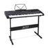 61 Key Lighted Electronic Piano Keyboard EK91 Electric Music Stand Microphone Input Black